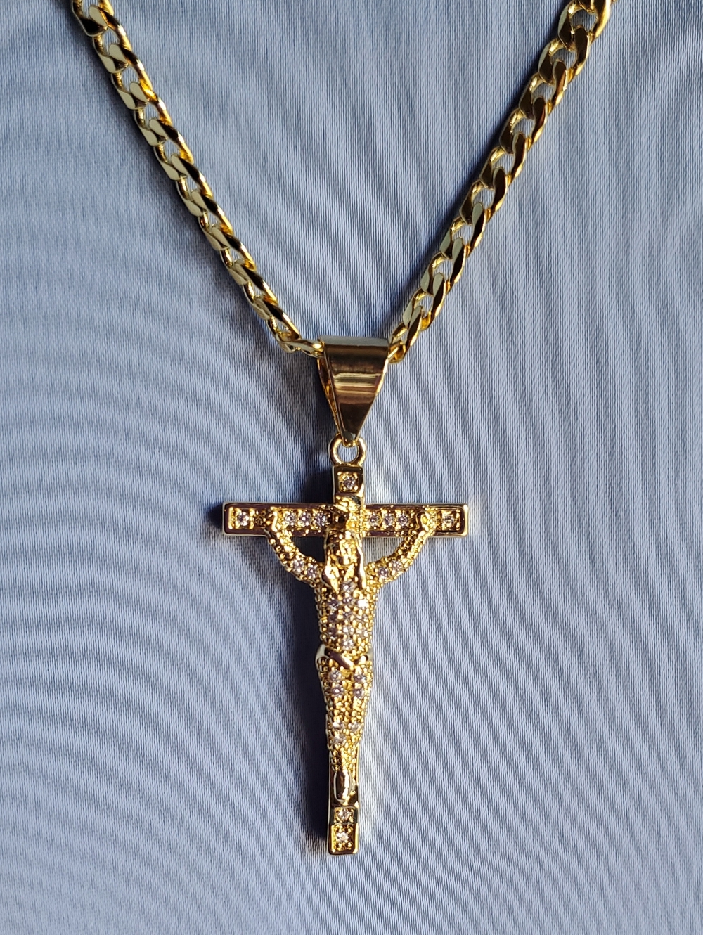 14k Gold Filled Pave Jesus Crucifix Pendant Necklace